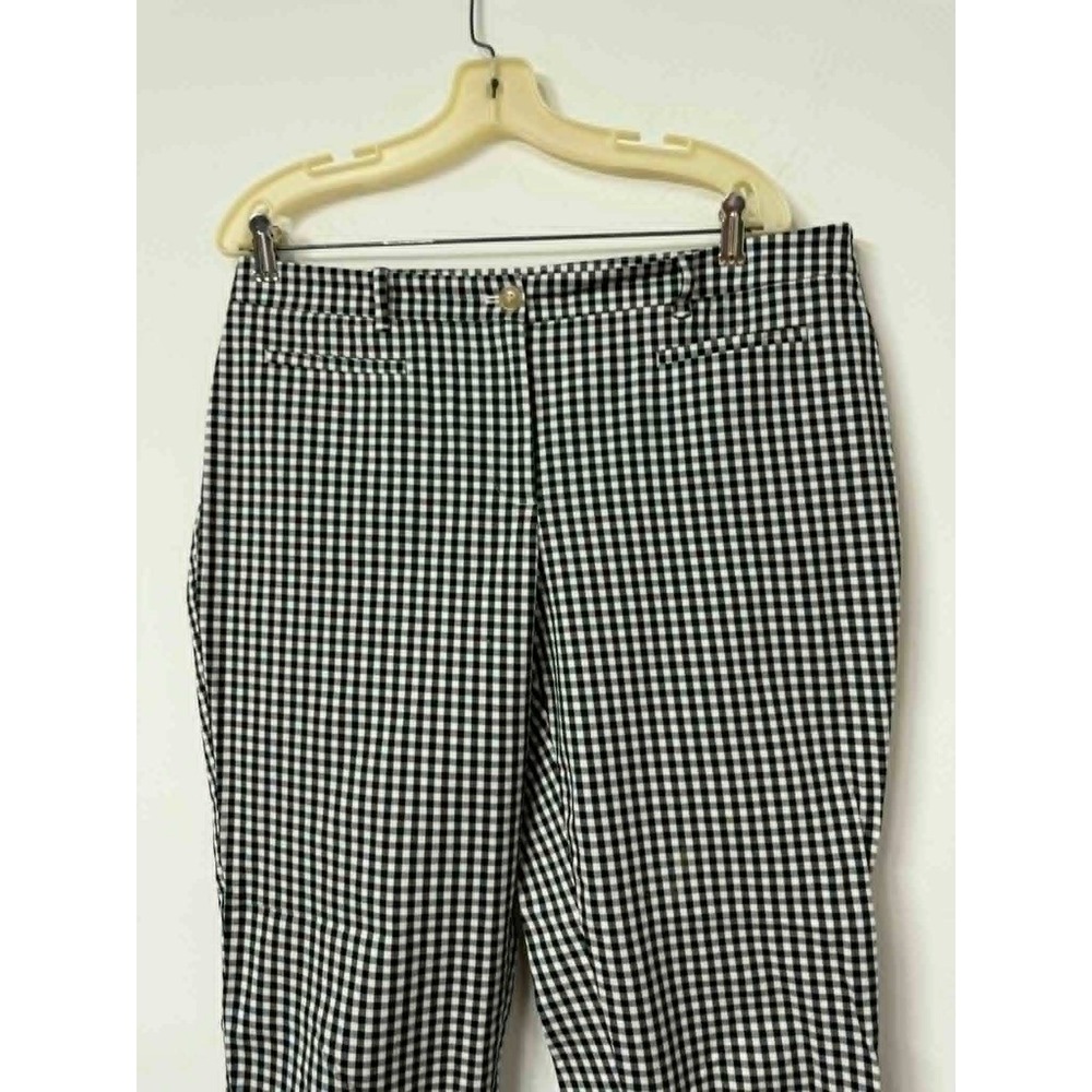 Ann Taylor‎ Petite Curvy Fit Gingham Ankle Pants Black White 12P 501563